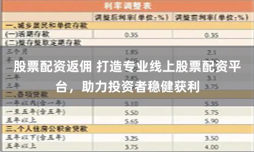 股票配资返佣 打造专业线上股票配资平台，助力投资者稳健获利